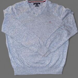Tommy Hilfiger Men's Light Bluish V-Neck Sweater